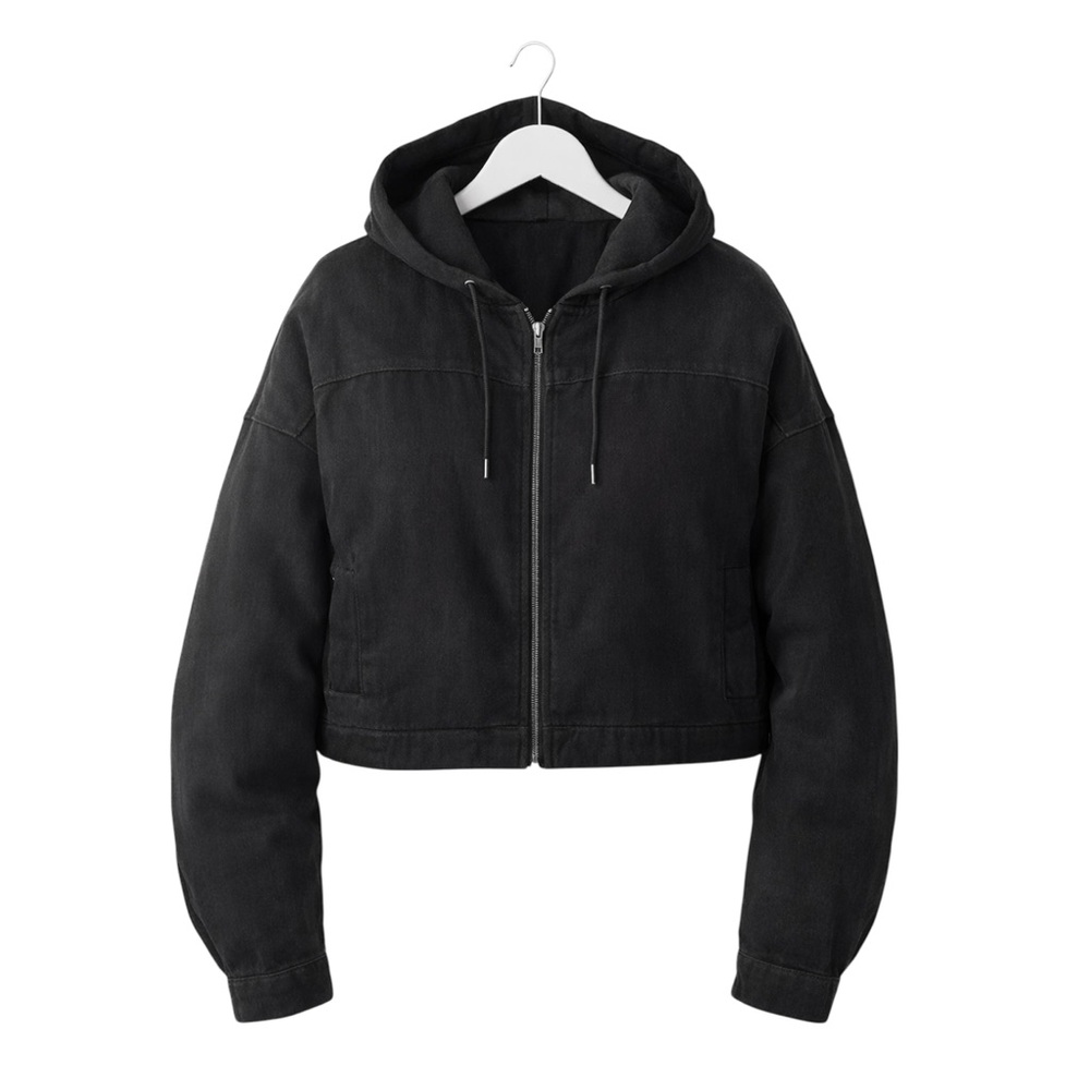 City Chic Black Utility Denim Jacket w Hood NWT | AU 20 (US 16–18)